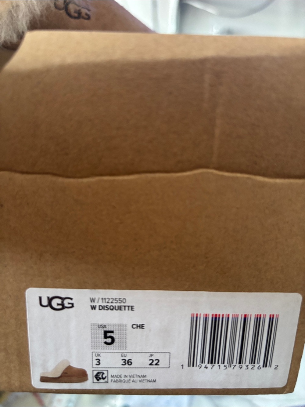 UGG Chestnut Suede Slip-On Slipper with Cream Shearling Trim - Picture 2 of 6